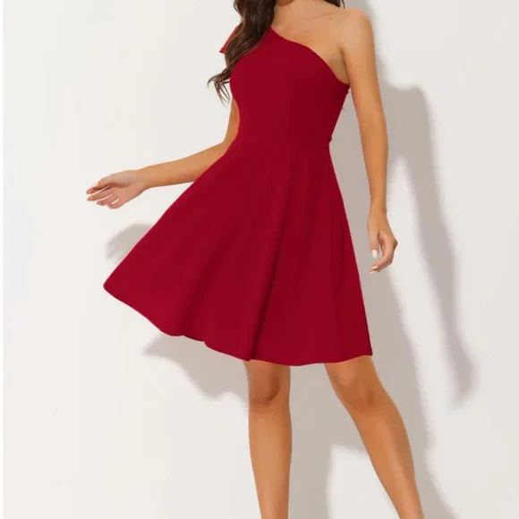 Allegra K | Dresses | Allegra K Evening Flare Bow One Shoulder Elegant Cocktail  Party Dress | Poshmark